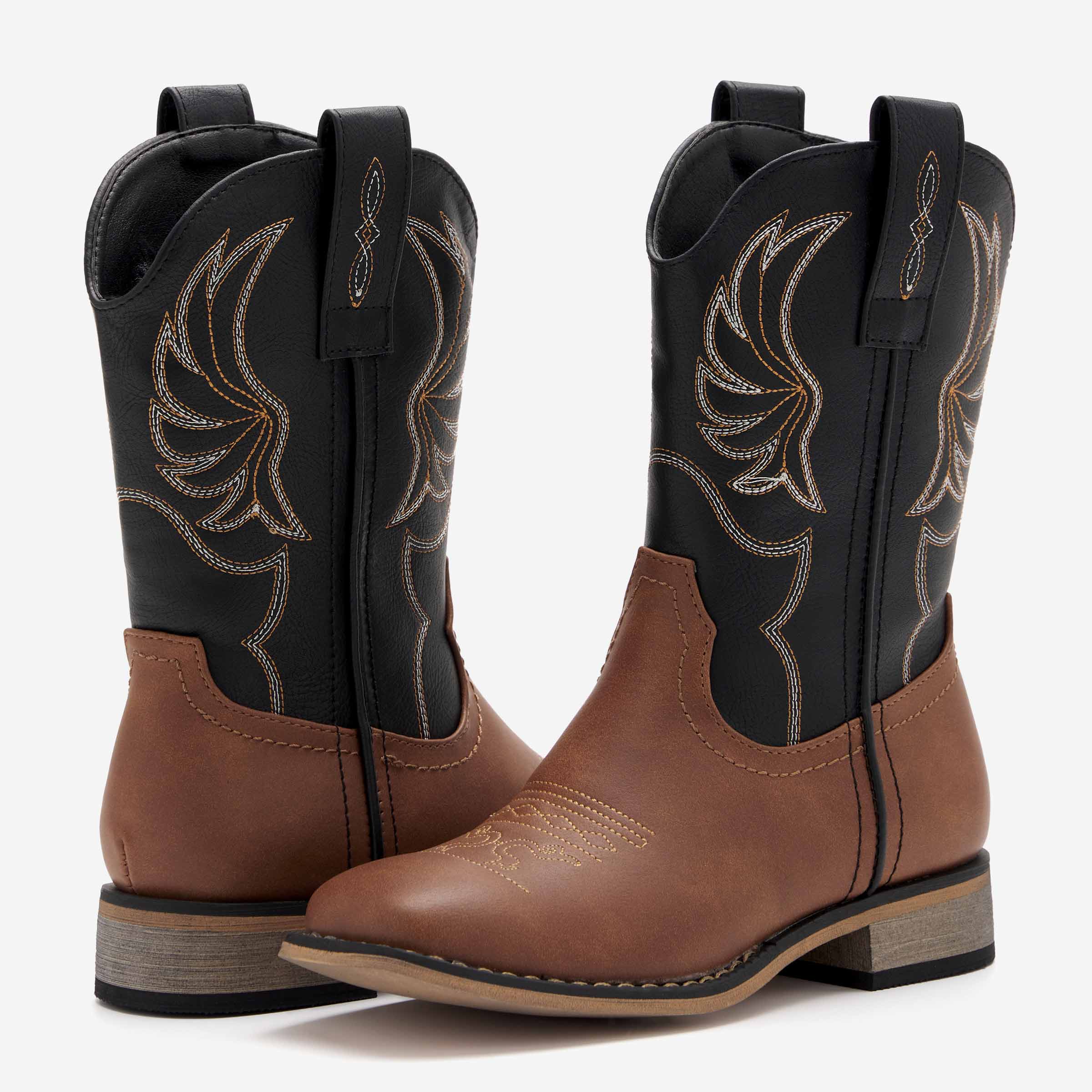 HiBird Women's Square Toe Embroidered Western Boots